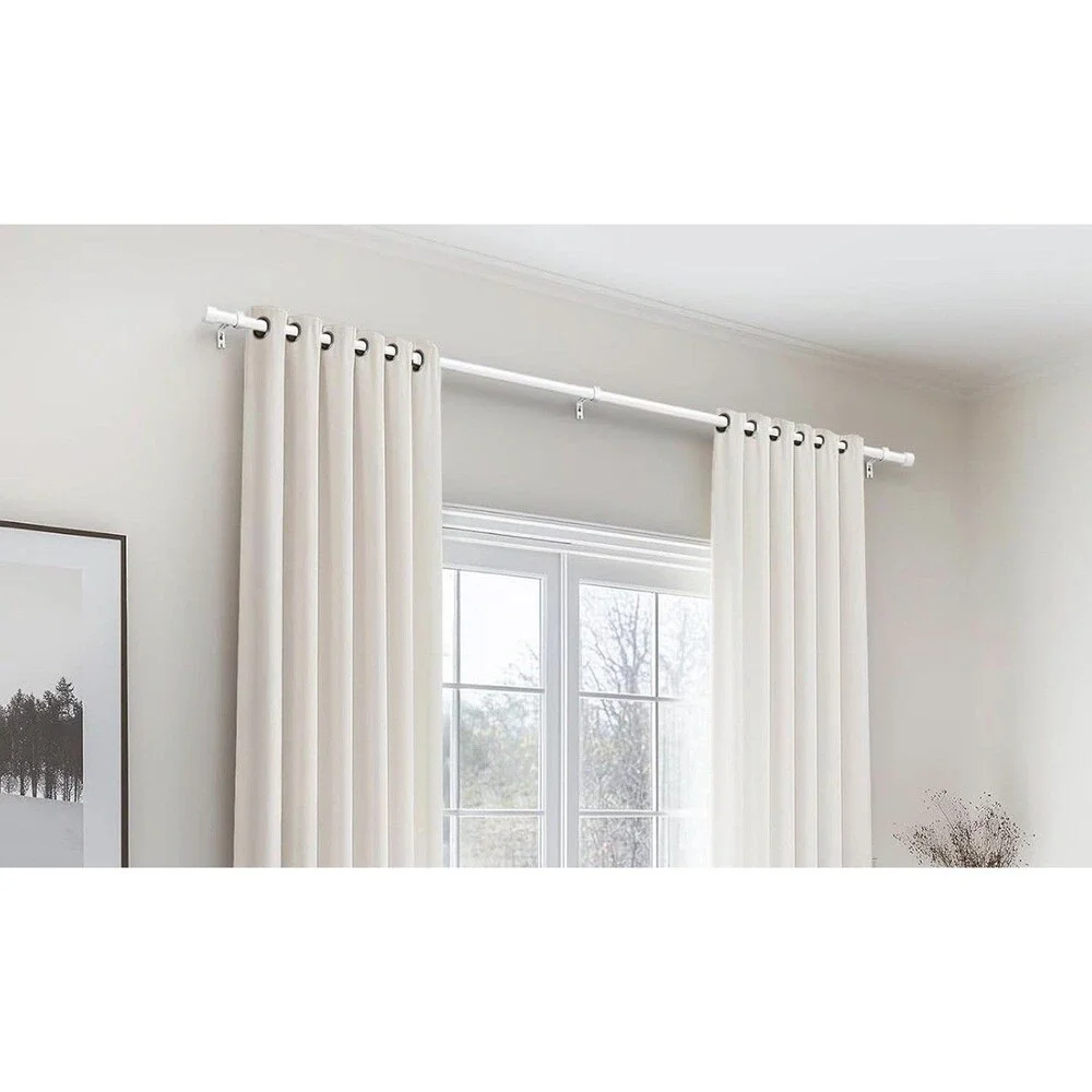 Curtain Rods for Windows 32 to 86 Inch, White Curtain Rod Adjustable Heavy Duty